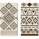 Croar Southwest Native American Kitchen Dish Towels Set of 2, African Aztec Ethnic Tribal Indian Drying Hand Towel Baking Cooking Cloth, Abstract Vintage Geometric Bathroom Home Decoration 18''x26''