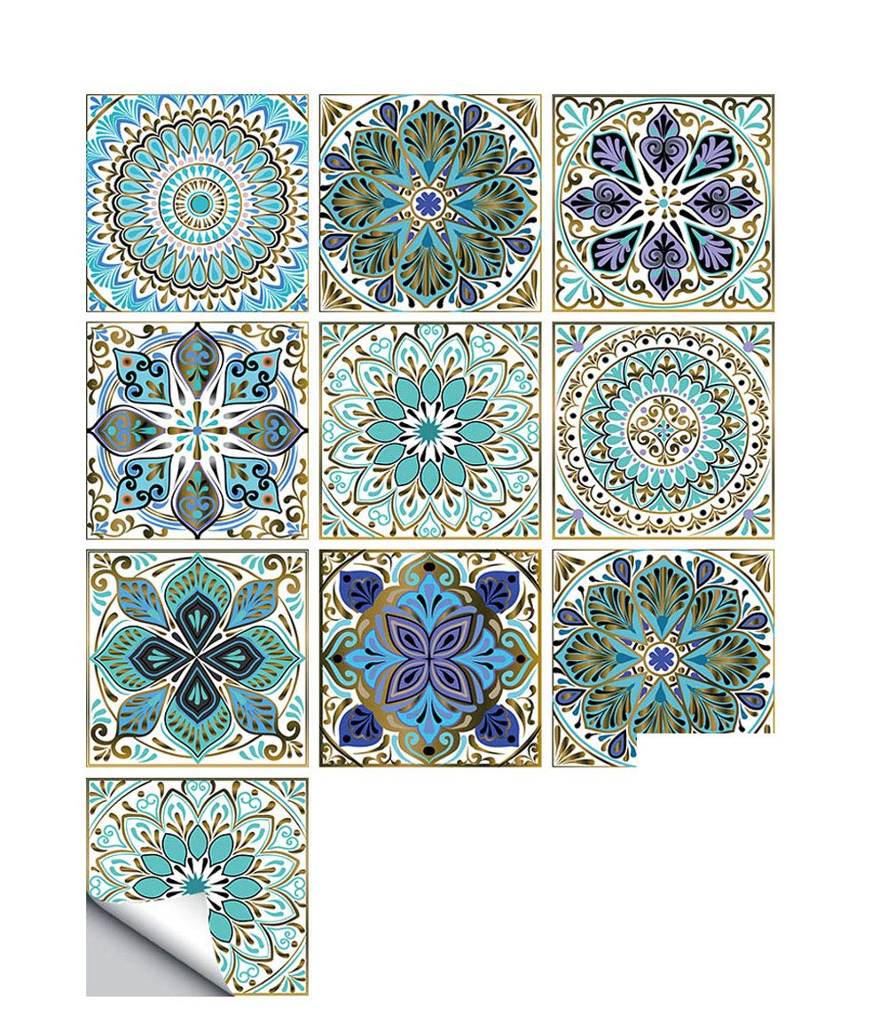 Tile Stickers,Wall Tile Transfers Sticker Self Adhesive Peel and Stick Backsplash Waterproof DIY Tiles Decals Vinyl for Kitchen Living Room Bathroom Home Decor (10PCS,15 x 15 cm)
