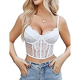 Avidlove Corset Tops for Women V Neck Bustier Lingerie Adjustable Strap Crop Top with Underwire