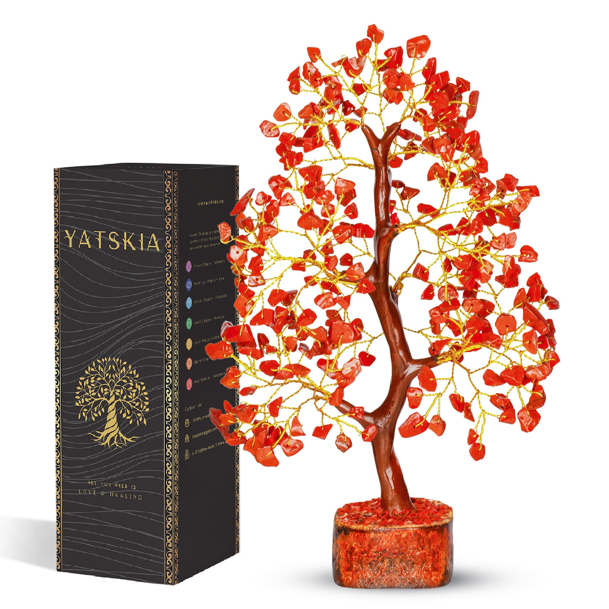 YATSKIA Red Jasper Crystals - Crystal Tree of Life - Gemstone Tree - Spiritual Items - Meditation Room Decor - Spiritual Decor - Reiki Gifts - Good Luck Charms - Metaphysical Gifts