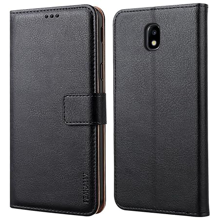 Peakally Samsung Galaxy J3 2017 Hülle, Premium Leder Tasche Flip Wallet Case [Standfunktion] [Kartenfächern] PU-Leder Schutzh