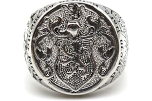 PIKALF Lion Ring for Men, Norse Viking Lion Head Ring, Hip Hop Lion Signet Ring, Vint- Lion Totem Amulet Ring, Gothic Masonic Skull Ring, Pyramid Triangle Ring, Punk Animal Lion Jewelry Gift