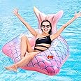 Inflatable Pool Float Mermaid Tail Pool Floating Chair,Floating Pool Seat Lounge Floats Lake Floats for Swimming Pool, with Cup Holders, Backrest,Water Floaty for Adults Summer Beach Party