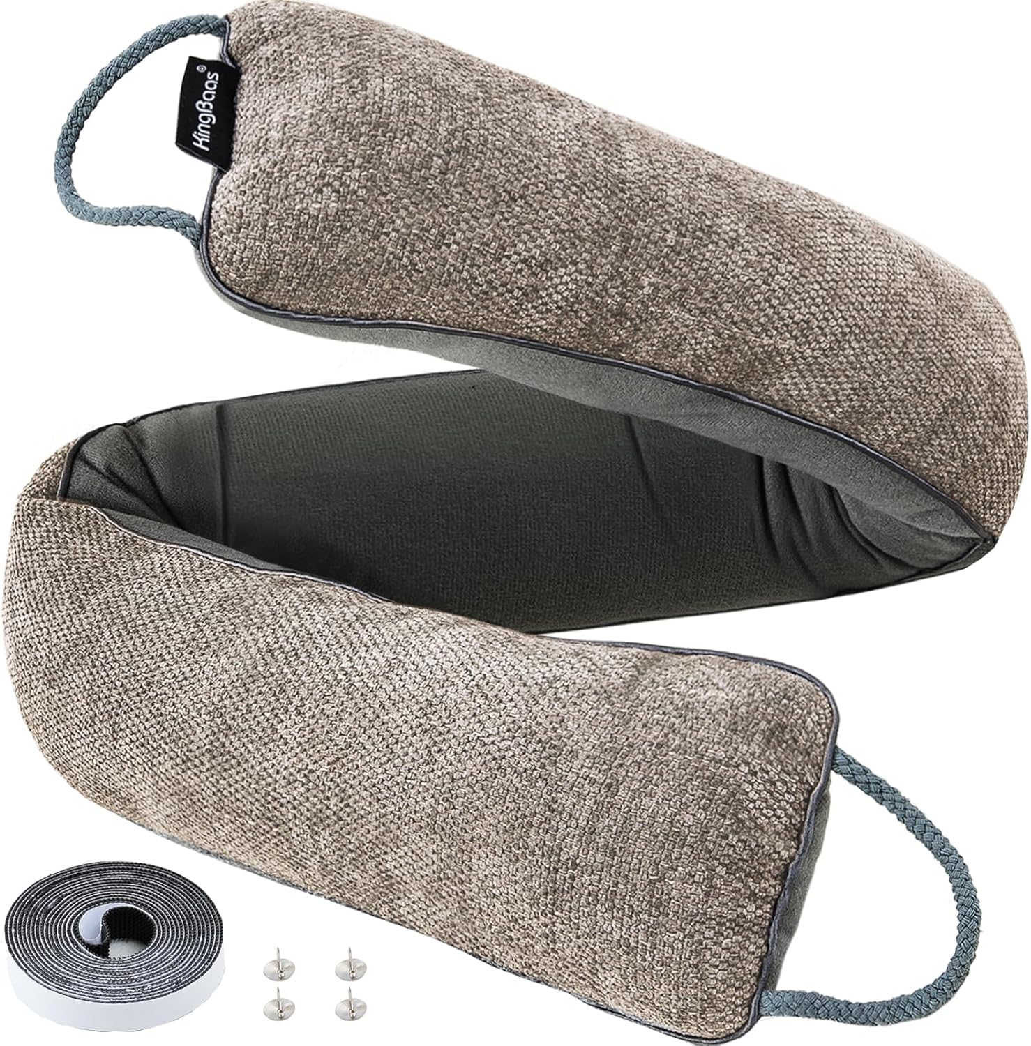 Draft Stoppers - Kingbaas Door Draft Stopper 36 Inch Sound Proof Door Snake Draft Insulation Stopper with Hook Loops Weighted Blocker Under Door Draft Stoppers