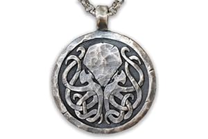 Baldur Jewelry - 925 Sterling Silver Handcrafted H.P. Yellow Sign Lovecraft Cthulhu Octopus Necronomicum Necklace Pendant Jewelry Amulet - Necklace for Men and Women