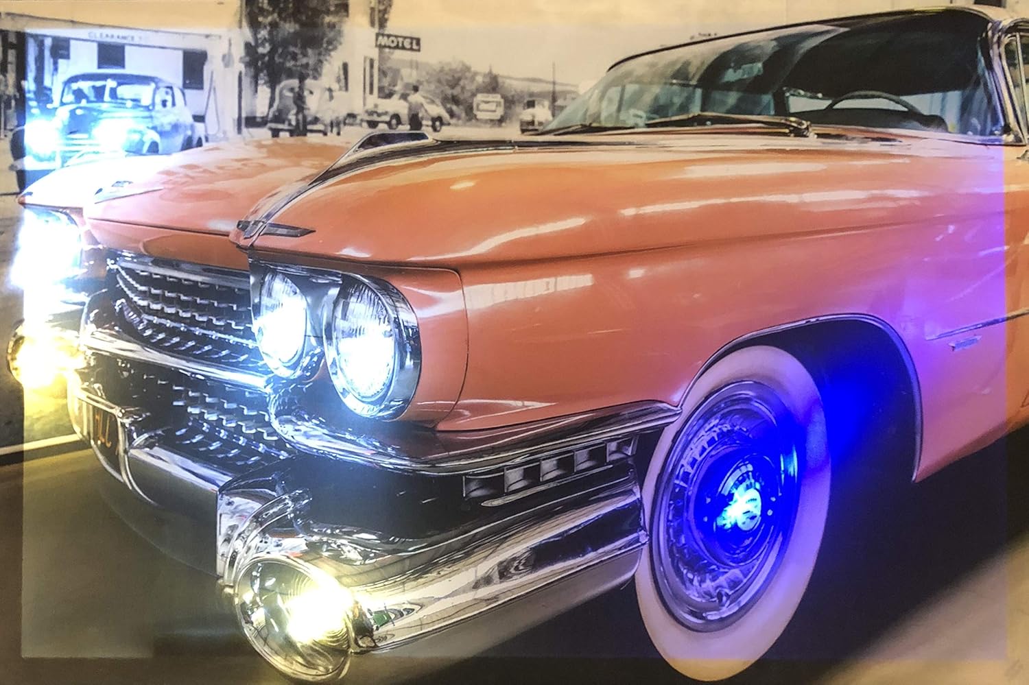 Samarkand Bilder Leinwandbild 65 X 45 Cm Leuchtbild Us Car Oldtimer Wandbild Lights Led Bild Mit Beleuchtung Led