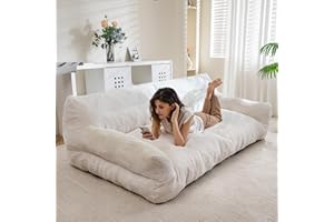 HIGOGOGO Large Human Dog Bed, Giant Dog Sofa Bed, Big Comfy Floor Sofa Couch for Pet Families with Foam Chunk Supportive Mat, XXXXL Size Corduroy Orthopedic Bed for Human, Beige