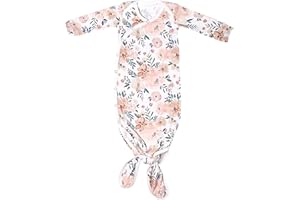 Copper Pearl Baby Gown - Knotted Newborn Sleepers for Baby Boy and Girl, Soft Stretchy Long Sleeve Infant Gowns with Bottom Tie and Hand Mittens, Perfect Hospital Coming Home Outfit (Autumn)