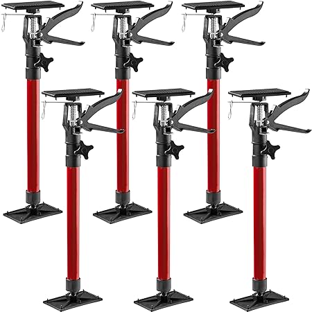 TecTake Türspanner Teleskopstange | stufenlos verstellbar | leichte Handhabung - diverse Modelle (6er Set rot| Nr. 402617)