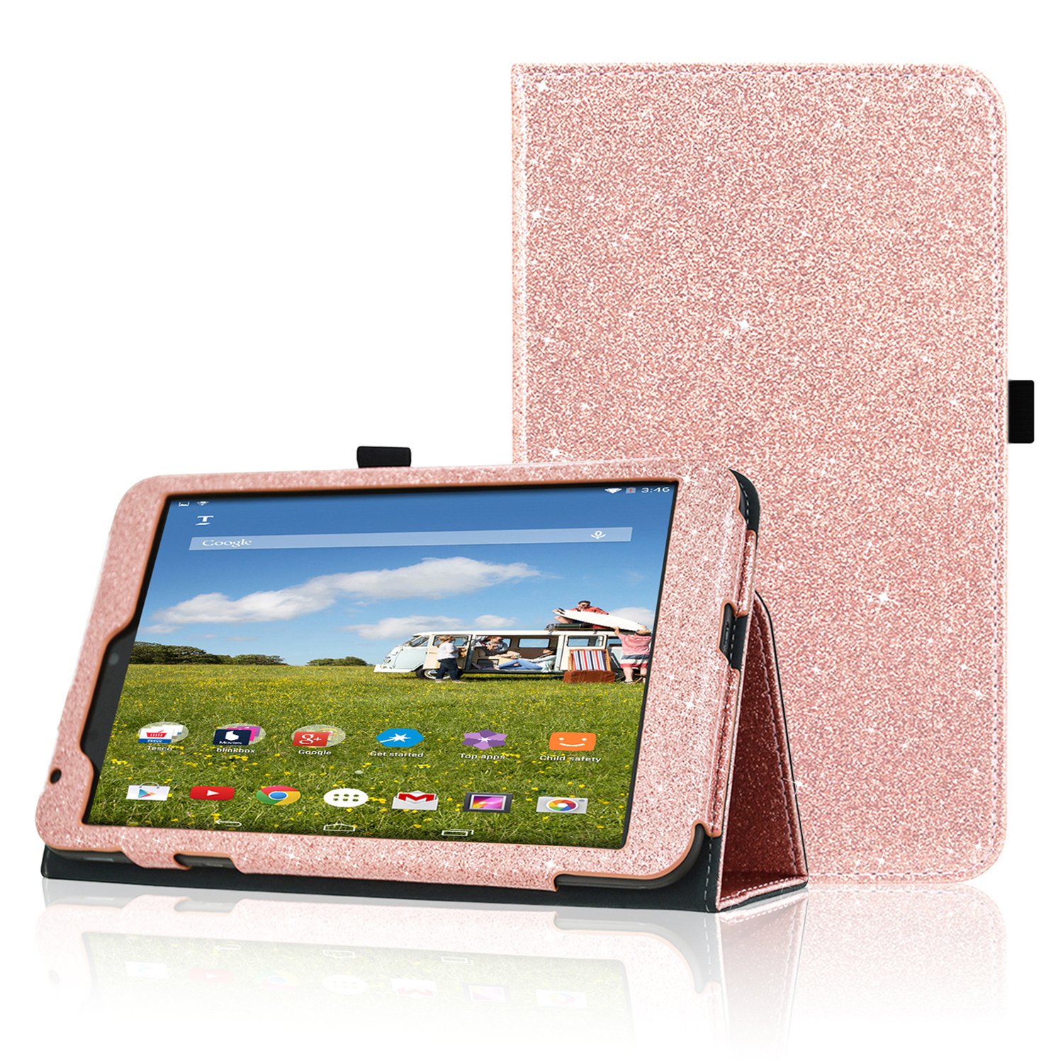 Hudl 2 Tablet Case, ACdream Premium PU Folio Leather Tablet Case for Hudl 2, Rose Gold Star of Paris