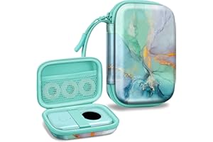 Fintie Label Maker Case Compatible with Phomemo D30 D35, NELKO P21, SUPVAN E10, NIIMBOT D11 D110, JADENS D110, ORGSTA S001 - Portable Shockproof Hard Shell Label Printer Carrying Cover, Emerald Marble