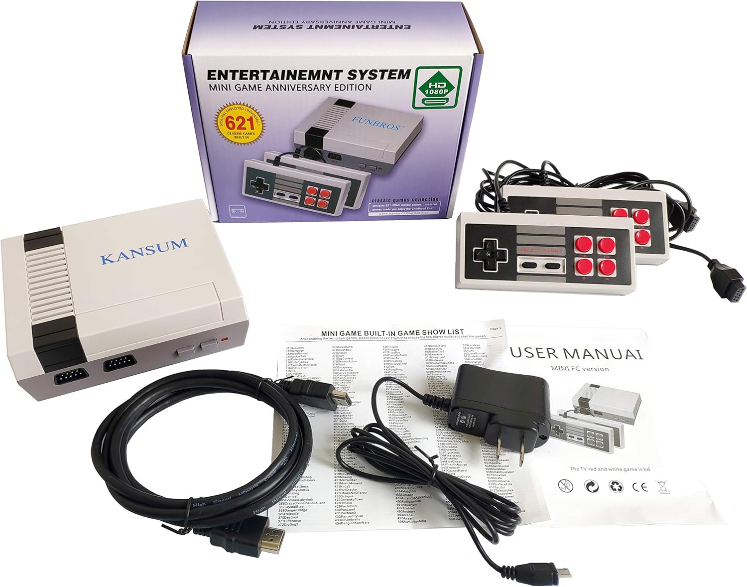 Amazon Com Retro Game Console Classic Mini Console Tv Game Player Family Game Console Built In 621 Games Bring You Happy Childhood Memories Hdmi Out Computers Accessories