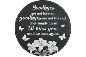 MYFIHU Memorial Garden Stone Lilies Memorial Plaque Sympathy Stepping Stone for Loss of Loved One in Loving Memory Grave Stone TNA18