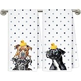 MKIJUHB Funny Pitbull Bathroom Hand Towels, Kids Bathroom Decor, Pitbull Lover Gifts, Rubber Duck Pit Bull Decorative Hand Towels for Washroom Restroom Toilet, 16x24 Inch Set of 2