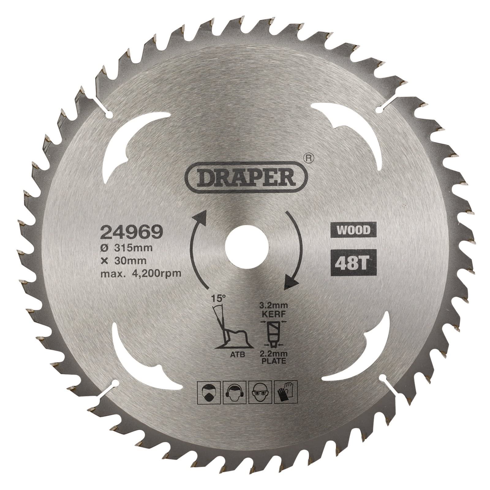 Draper 24969 TCT Circular Saw Blade for Wood, 315 x 30mm, 48T