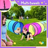 SENODEER Kids Play Tunnel Tent 6 ft Pop Up Mesh Crawl Obstacle Indoor Outdoor view 7