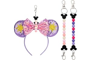 Eybila 2Pcs Mouse Ear Holder for Backpack Beaded Lanyard Keychain Park Trip Essentials Headband Hanging Display Accessories