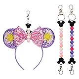 Eybila 2Pcs Mouse Ear Holder for Backpack Beaded