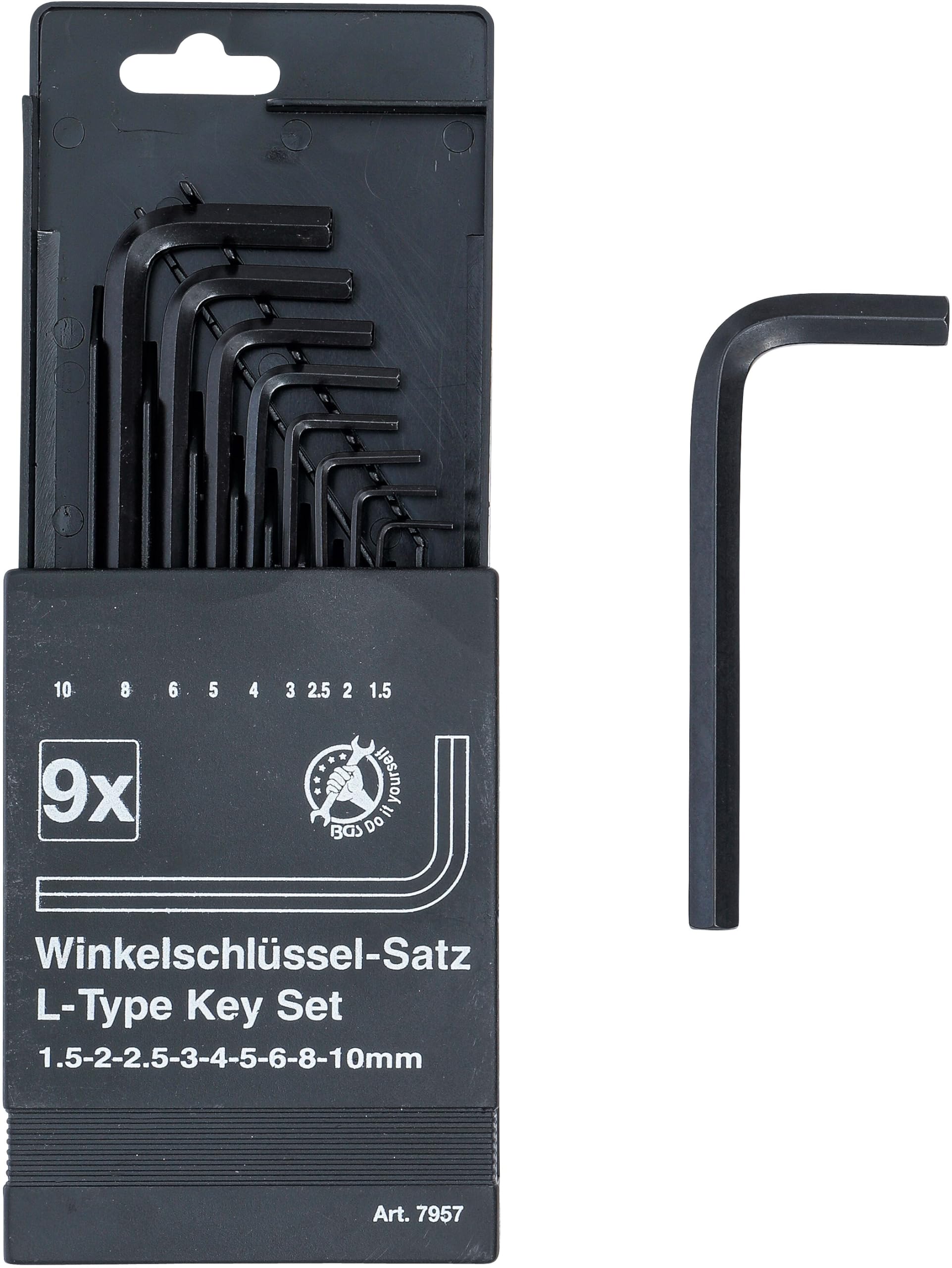 BGS Diy 7957 | L-Type Wrench Set | internal Hexagon 1.5 - 10 mm | 9 pcs.