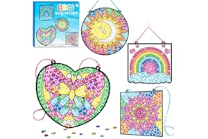 BANBBUR 4 Pcs Window Art Kits for Kids,Gem Arts for Kids Ages 8-12 4-8,Suncatcher Kits for Kids,Diamond Art and Crafts for Girls Boys Birthdays Christmas Gift