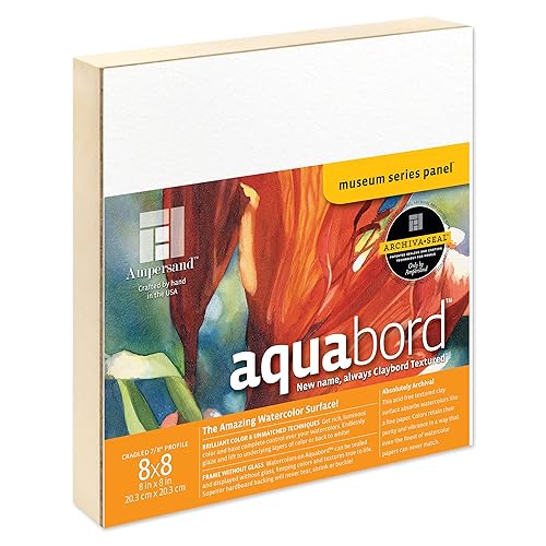 Ampersand Art Supply Watercolor Painting Panel: Museum Series Aquabord, 7/8 Inch Flat Profile, 8" x 8"