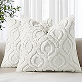 decorUhome Cozy Textured Throw Pillow Covers 20x20 Inch Set of 2, Soft Plush Faux Wool Cream White Accent Couch Pillow Covers for Modern Farmhouse Sofa Bed Living Room