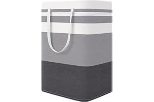 StorageRight Large Collapsible Laundry Basket Hamper with Easy Carry Handles，Freestanding Clothes Hampers for Laundry, Bedroom, Dorm, Towels, Toys, 75L, Gradient Grey