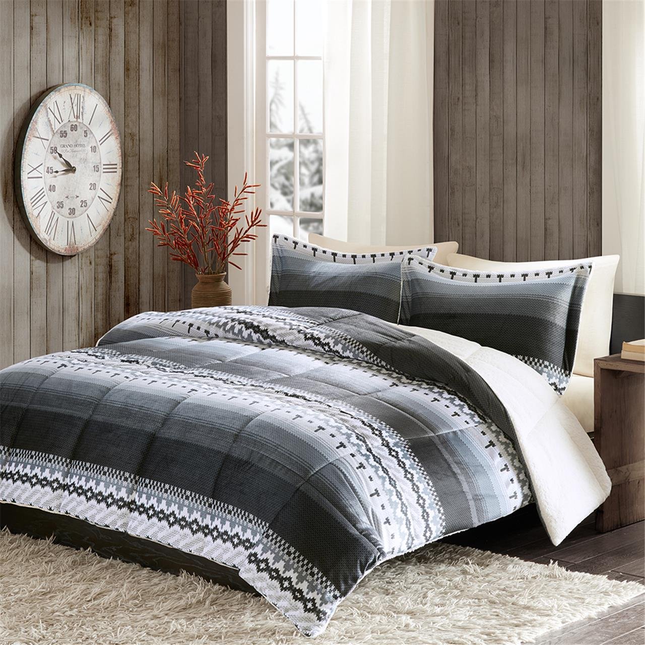 DelbouTree Charcoal Gray Turquoise Bedding Sets Sale