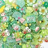 Luyoaozy 60pcs Slime Charms Cute Set for Crafts, Resin Set Ornament Scrapbooking, 3D Flatback Cute Embellishments for Scrapbook and Mini Decorations (Green)