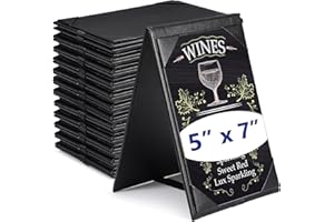 Gerrii Leatherette Table Tents Black PU Leather Menu Covers Bulk Double Sided Frame Sign Holders 2 Side Drink Dessert Menu Folders for Restaurant Coffee Cafe Bar Wedding Supplies(12 Pack,5 x 7 Inch)