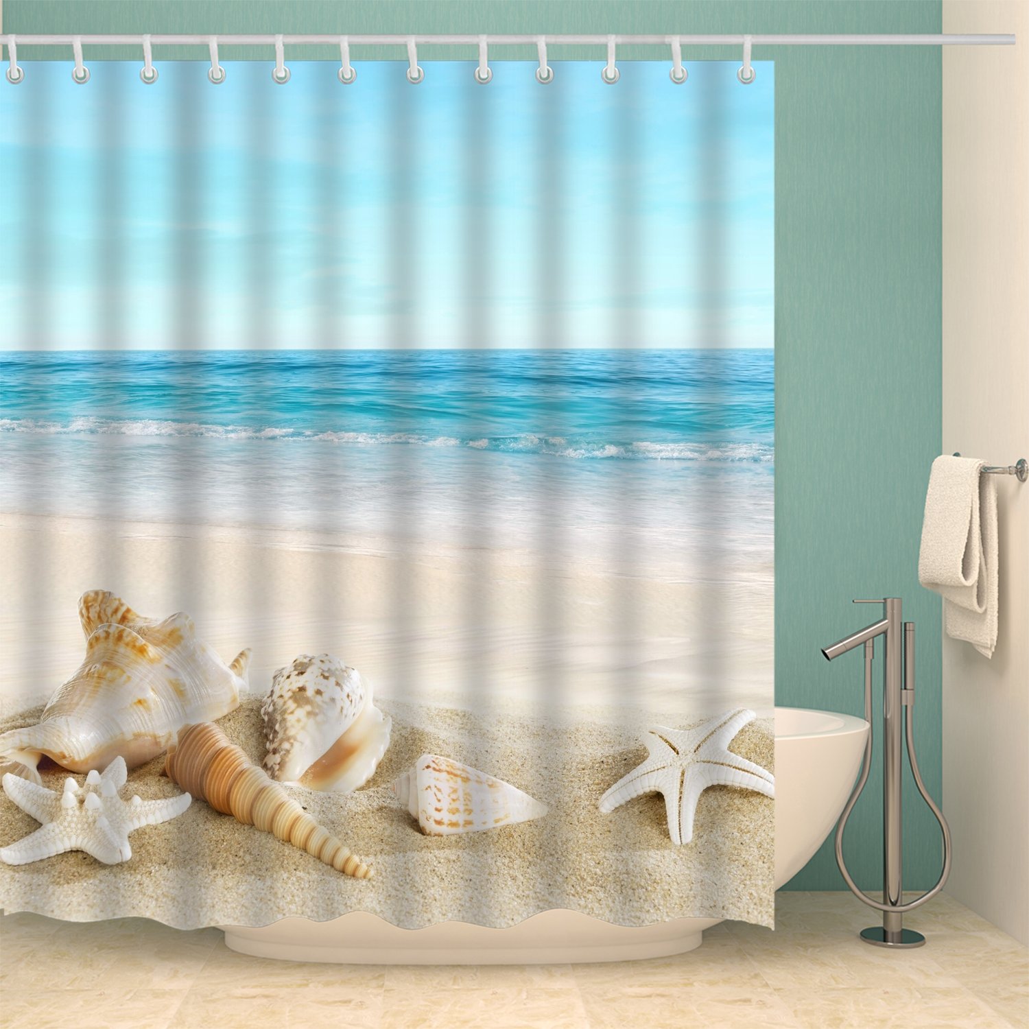 Jibin Bong 72 X 72 Inch Blue Sky Tropical Beach Shower Curtain