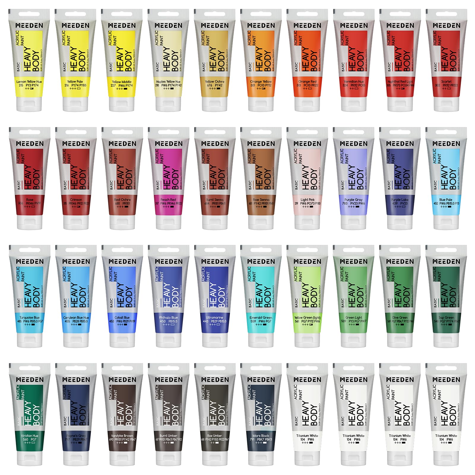 MEEDEN Acrylic Paint Set: 100ml/3.38oz x 40 Tubes