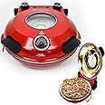 CULINARY CHEF Electric Pizza Oven with Ceramic Stone, Viewing Window, Adjustable Heat Control, Timer and 1200W Baking Power, DIY Homemade Pizzeria, Large 12” Pie Capacity (Red)