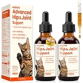 Liquid Glucosamine for Cats 2-Pack, Hip &amp; Joint Pain Relief Drop Supplement | with Chondroitin MSM &amp; Hyaluronic Acid Taurine Dropper for Senior Older Adult Cats &amp; Kittens Pet Mobility &amp; Cartilage Support