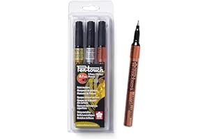 Sakura Pen-Touch Paint Markers - Permanent Marker Pen - Assorted Metallic Colors - Extra Fine Tip Size - 3 Pack