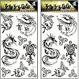 Tattoos 2 Sheets Fantasy Dragon Turtle Shark Temporary Tattoos for Adult Men Women Kids Waterproof Temporary Tattoo Fake Tattoos Body Art Sticker for Kid Teens Men Women