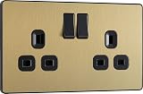 BG Electrical Evolve Satin Brass Double Switched Socket 13A PCDSB22B