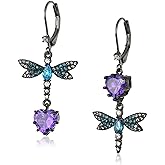 Betsey Johnson CZ & Butterfly Double Mismatch Drop Earring