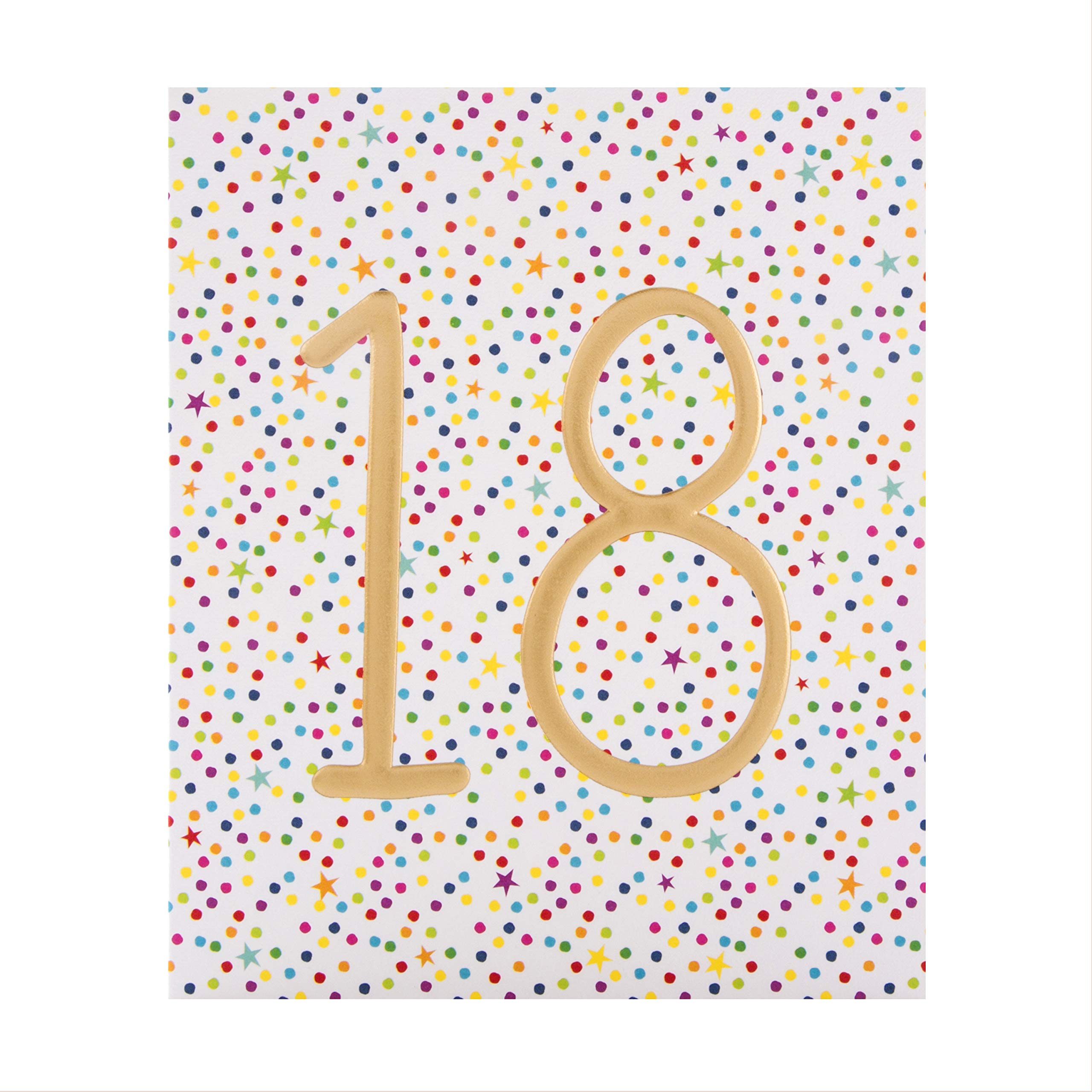 Hallmark 18th Birthday Card - Embossed Gold Foil Number Hallmark Studio Design