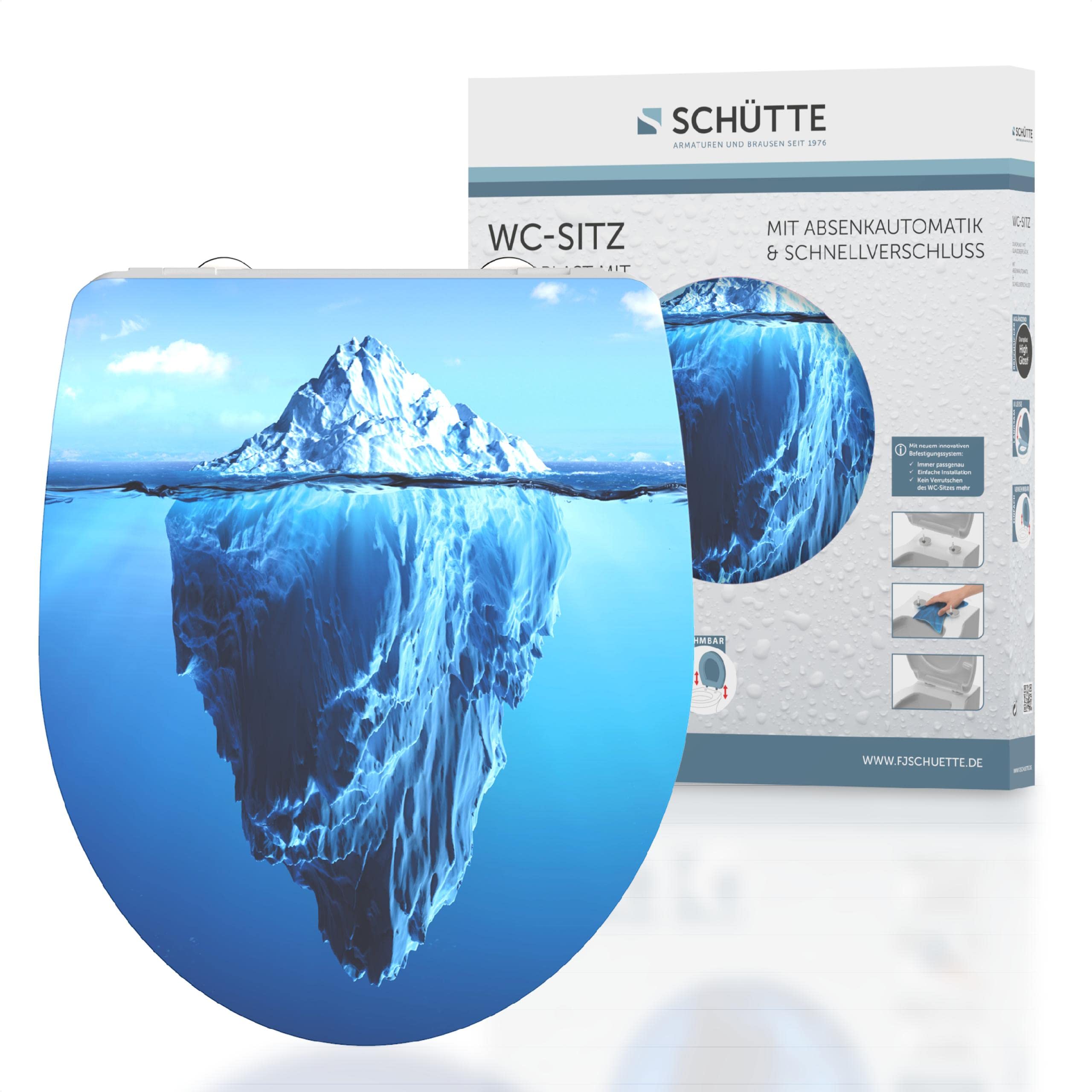 SCHÜTTE Iceberg Toilet Seat with Soft-Close Mechanism and Quick Release Made of Duroplast Toilet Seat with 175 kg Load Capacity