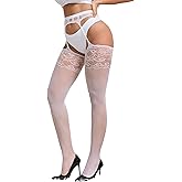 ohyeahlady Womens Plus Size Tights Fishnet Suspender Pantyhose Stockings Thigh High Stockings Pantyhose with Garter XS-5XL