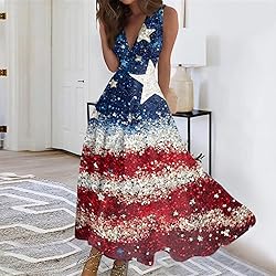 CHRATLHI 4th of July Dress Women Sexy Sleveless