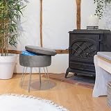 Harbour Housewares Velvet Round Foot Stool with Storage Grey view 2