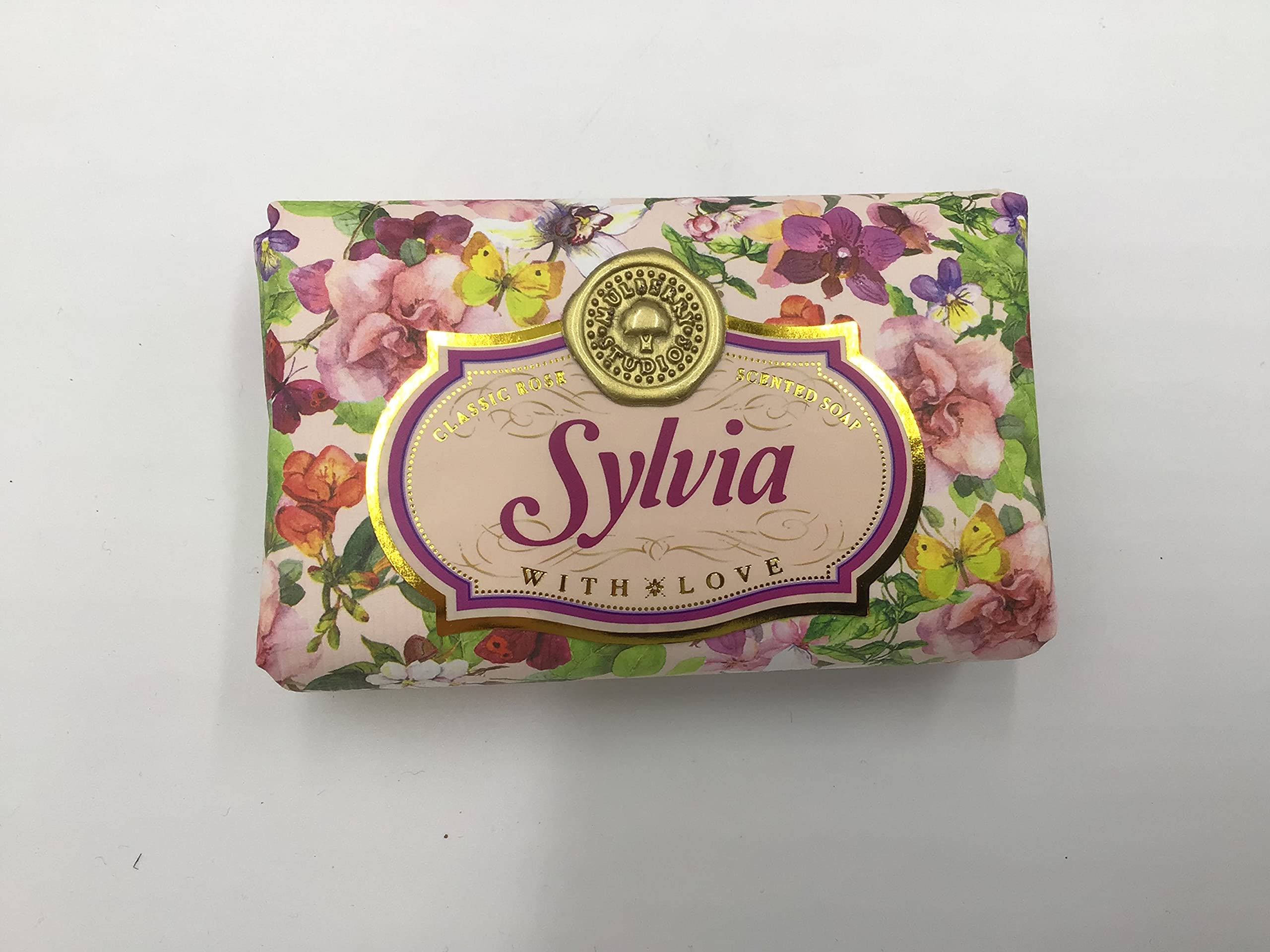Sylvia - Gift Soap Bar For Her Birthday Rose Scent Mum Grandmother Cleanser Lather Present Girl