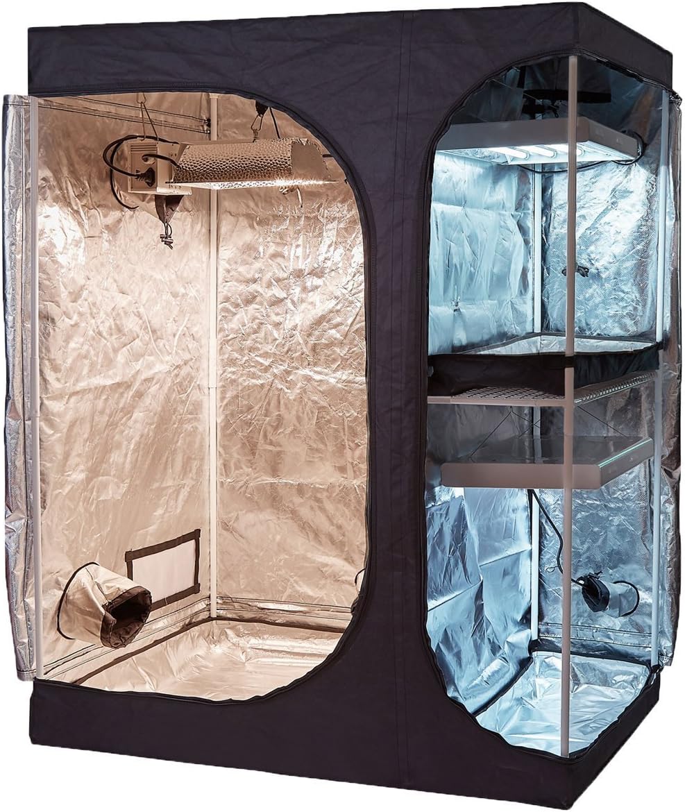 Grow Tent 60"x48"x80" 2-in-1 Lodge Propagation and Flower Hydroponic Indoor Plants Dark Room (60"x48"x80")