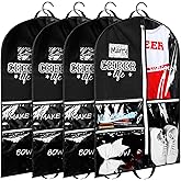 Blushtier 4 Pcs Cheer Garment Bags for Cheer Uniform Garment Bags for Dance Costumes Waterproof Hanging 40 Inch with 5 Pockets and Side Zip Travel Storage Cheerleading Uniform(Black and White)