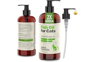 Deley Naturals Wild Caught Fish Oil for Cats with 2X Omega - Cat Fish Oil with Highest EPA & DHA Potency - Omega 3 for Cats for Shedding, Skin, Coat, Joints, Heart and Immune System - Made in The USA