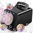 Automatic Bubble Machine - 10-Hole Blower With 20,000+ Bubbles/Minute, LED Lights, Dual Power