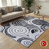 CoziRita 5x7 Area Rugs for Living Room Carpet - Soft Modern Abstract for Dining Room, Office - Non-Shedding Medium Pile for High Traffic Area - Steam Cleaner Washable Rug - Jute Backing - Gray Swirl
