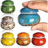 Bucherry 6 Pieces Ceramic Small Urn for Human Ashes Memorial Mini Keepsake Urns 1.6 Inch Baby Funeral Ash Container Beautiful Assorted Color Tiny Container for Pet Human Home Office Cremation Decor